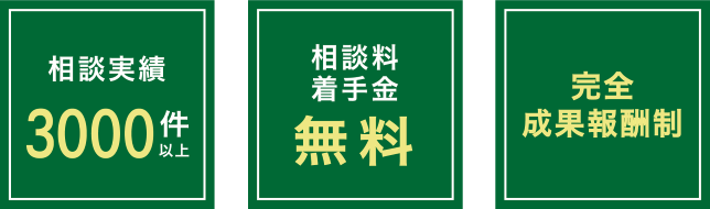 相談実績2000件以上、相談料着手金無料、完全成果報酬制